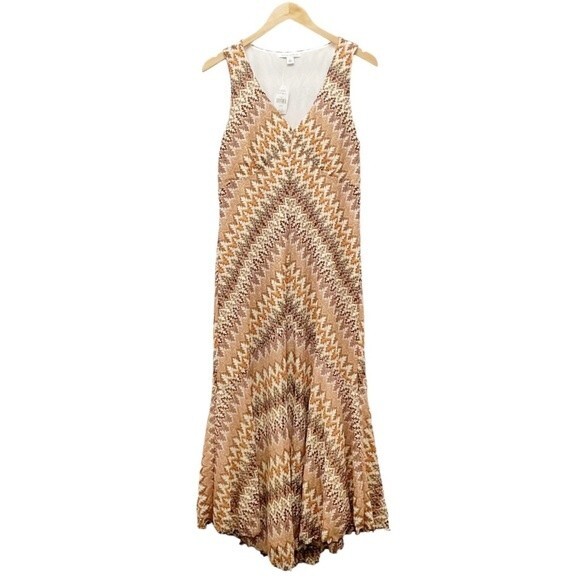 NWT Banana Republic Dress Neutral Autumn Geometric Stripe Knit Size Large VTG - Picture 12 of 13